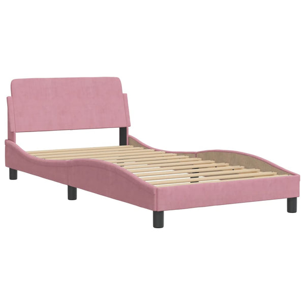 vidaXL LED Bed Frame without Mattress "Hanko" Pink 100x200 cm Velvet