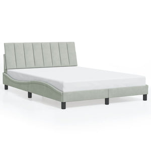 vidaXL "Hanko" Velvet Bed Frame with LED, No Mattress, Light Gray 120x200 cm