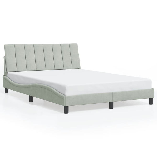 vidaXL "Hanko" Velvet Bed Frame with LED, No Mattress, Light Gray 120x200 cm