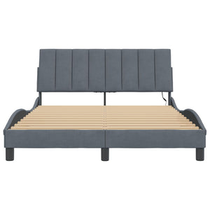 vidaXL LED Bed Frame without Mattress "Hanko" Dark Grey 120x200 cm Velvet
