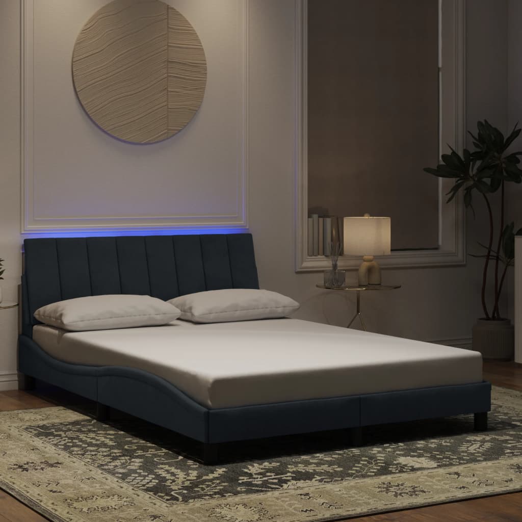 vidaXL LED Bed Frame without Mattress "Hanko" Dark Grey 120x200 cm Velvet