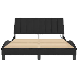 vidaXL LED Bed Frame without Mattress "Hanko" Black 120x200 cm Velvet