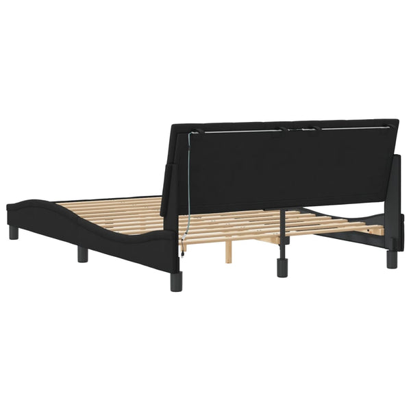 vidaXL LED Bed Frame without Mattress "Hanko" Black 120x200 cm Velvet