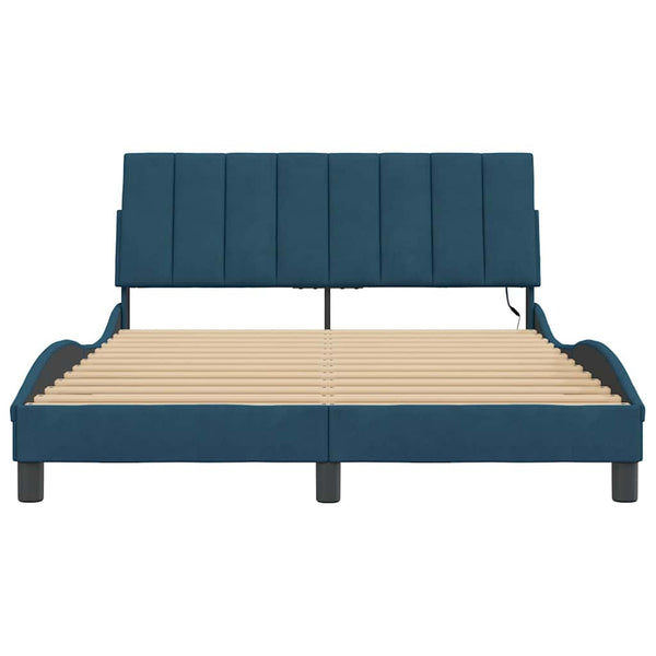 vidaXL LED Bed Frame without Mattress "Hanko" Blue 120x200 cm Velvet