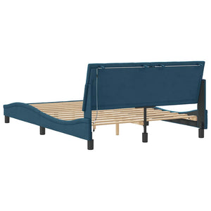 vidaXL LED Bed Frame without Mattress "Hanko" Blue 120x200 cm Velvet