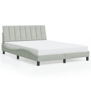 vidaXL LED Bed Frame without Mattress "Hanko" Light Gray 140x190 cm Velvet