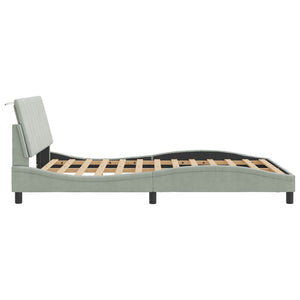 vidaXL LED Bed Frame without Mattress "Hanko" Light Gray 140x190 cm Velvet