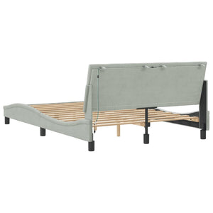 vidaXL LED Bed Frame without Mattress "Hanko" Light Gray 140x190 cm Velvet