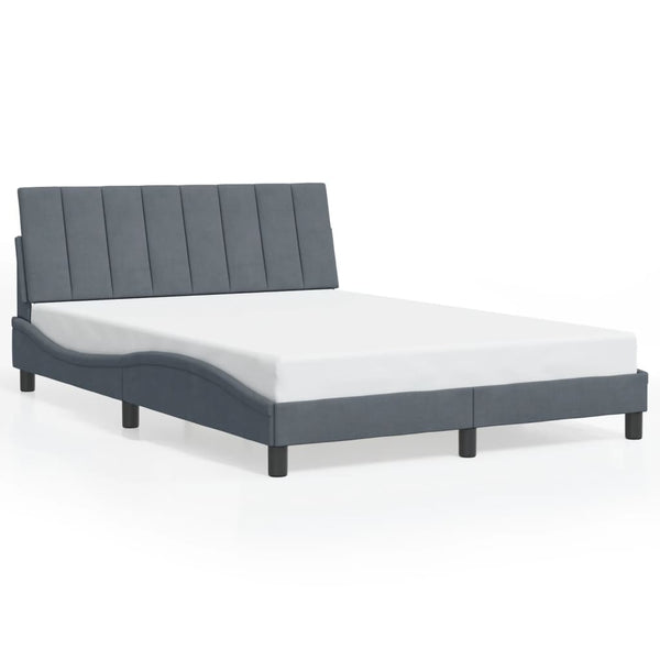 vidaXL LED Bed Frame without Mattress "Hanko" Dark Grey 140x190 cm Velvet