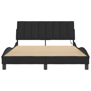 vidaXL LED Bed Frame without Mattress "Hanko" Black 140x190 cm Velvet