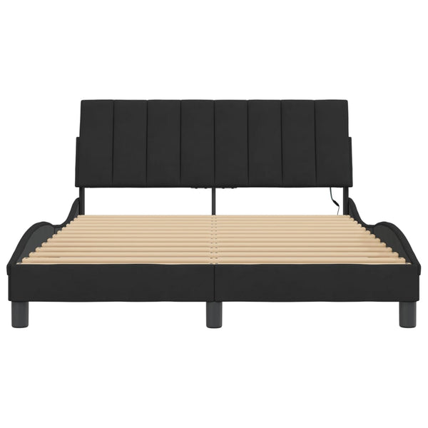 vidaXL LED Bed Frame without Mattress "Hanko" Black 140x190 cm Velvet