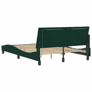 vidaXL LED Bed Frame without Mattress "Hanko" Dark Green 140x190 cm Velvet