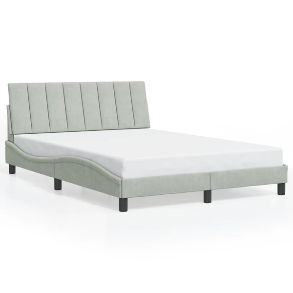 vidaXL "Hanko" LED Bed Frame without Mattress Light Grey 140x200 cm Velvet