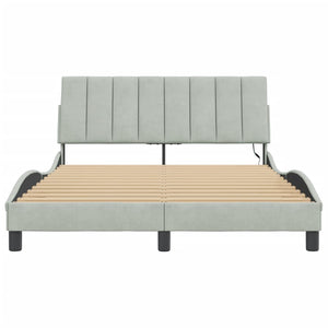 vidaXL "Hanko" LED Bed Frame without Mattress Light Grey 140x200 cm Velvet
