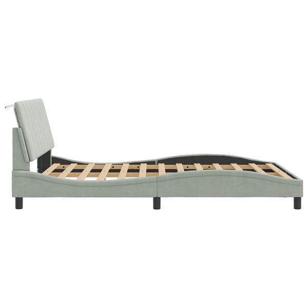 vidaXL "Hanko" LED Bed Frame without Mattress Light Grey 140x200 cm Velvet