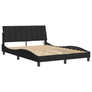 vidaXL LED Bed Frame without Mattress "Hanko" Black 140x200 cm Velvet