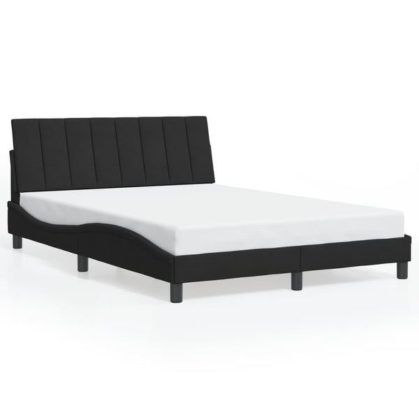 vidaXL LED Bed Frame without Mattress "Hanko" Black 140x200 cm Velvet