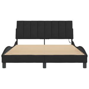 vidaXL LED Bed Frame without Mattress "Hanko" Black 140x200 cm Velvet
