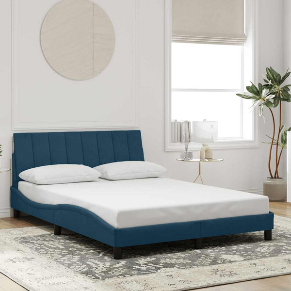 vidaXL LED Bed Frame without Mattress "Hanko" Blue 140x200 cm Velvet