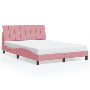 vidaXL LED Bed Frame without Mattress "Hanko" Pink 140x200 cm Velvet
