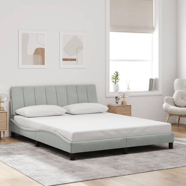 vidaXL LED Bed Frame without Mattress "Hanko" Light Gray 160x200 cm Velvet