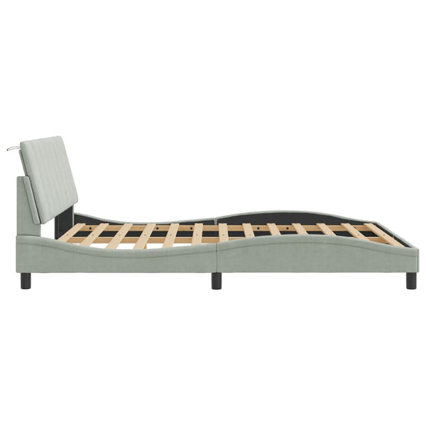 vidaXL LED Bed Frame without Mattress "Hanko" Light Gray 160x200 cm Velvet