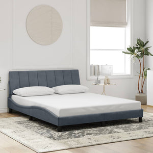 vidaXL LED Bed Frame without Mattress "Hanko" Dark Grey 160x200 cm Velvet
