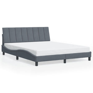 vidaXL LED Bed Frame without Mattress "Hanko" Dark Grey 160x200 cm Velvet