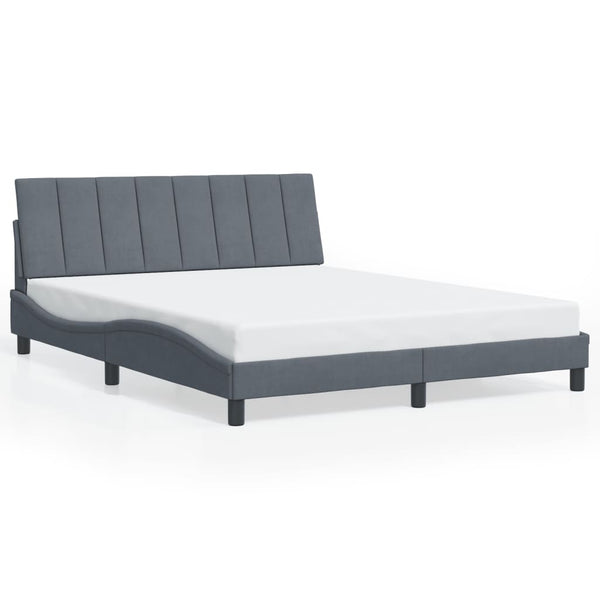 vidaXL LED Bed Frame without Mattress "Hanko" Dark Grey 160x200 cm Velvet