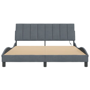 vidaXL LED Bed Frame without Mattress "Hanko" Dark Grey 160x200 cm Velvet