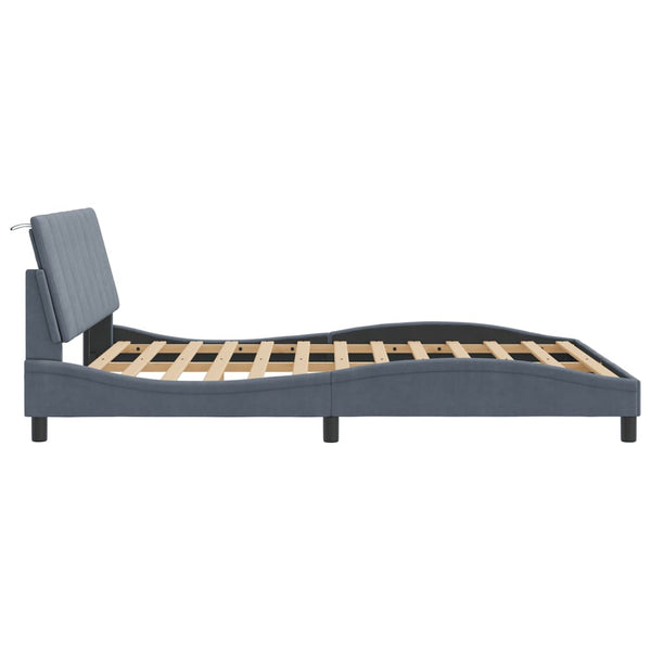 vidaXL LED Bed Frame without Mattress "Hanko" Dark Grey 160x200 cm Velvet
