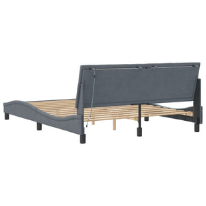 vidaXL LED Bed Frame without Mattress "Hanko" Dark Grey 160x200 cm Velvet