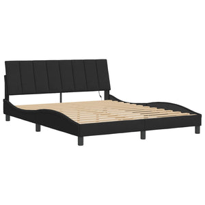 vidaXL LED Bed Frame without Mattress "Hanko" Black 160x200 cm Velvet