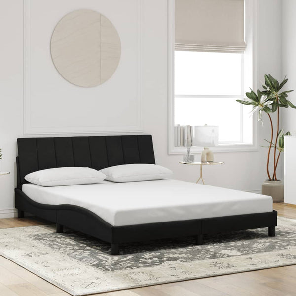 vidaXL LED Bed Frame without Mattress "Hanko" Black 160x200 cm Velvet