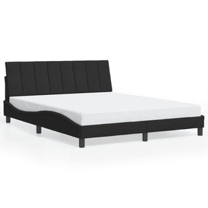 vidaXL LED Bed Frame without Mattress "Hanko" Black 160x200 cm Velvet