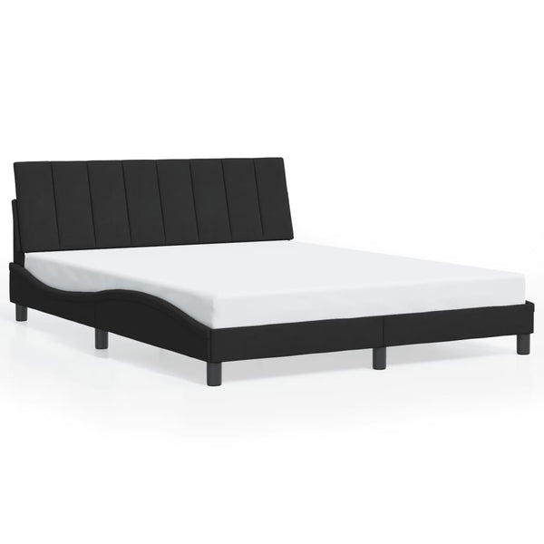 vidaXL LED Bed Frame without Mattress "Hanko" Black 160x200 cm Velvet
