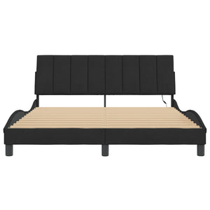 vidaXL LED Bed Frame without Mattress "Hanko" Black 160x200 cm Velvet