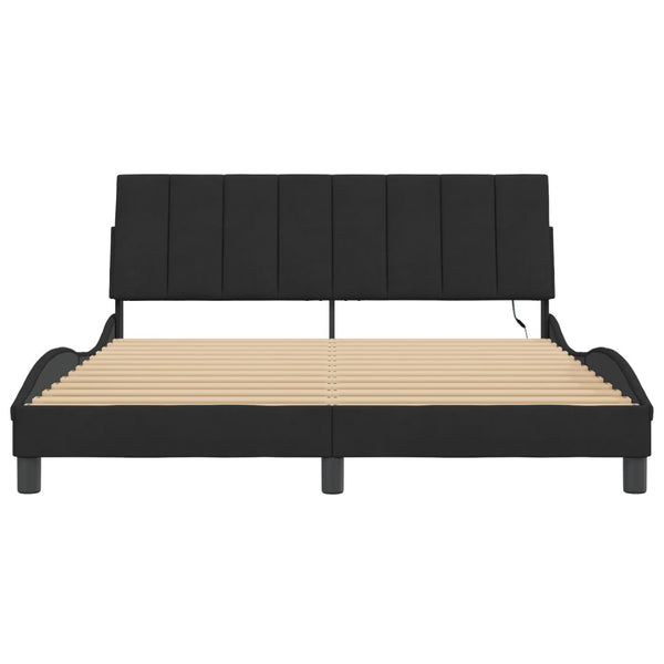 vidaXL LED Bed Frame without Mattress "Hanko" Black 160x200 cm Velvet