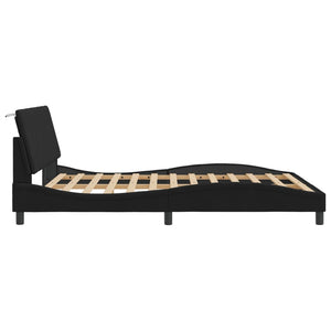 vidaXL LED Bed Frame without Mattress "Hanko" Black 160x200 cm Velvet