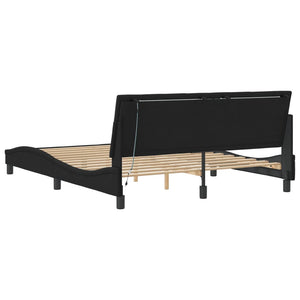 vidaXL LED Bed Frame without Mattress "Hanko" Black 160x200 cm Velvet