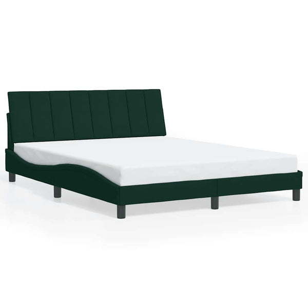 vidaXL "Hanko" LED Bed Frame without Mattress Dark Green 160x200 cm Velvet