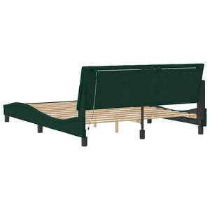 vidaXL "Hanko" LED Bed Frame without Mattress Dark Green 160x200 cm Velvet