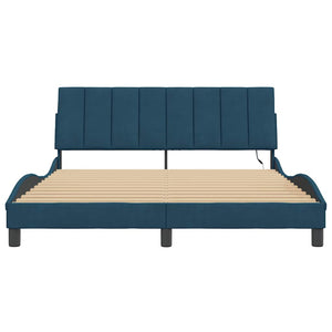 vidaXL LED Bed Frame without Mattress "Hanko" Blue 160x200 cm Velvet