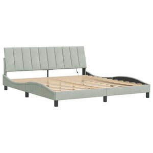 vidaXL LED Bed Frame without Mattress "Hanko" Light Gray 180x200 cm Velvet