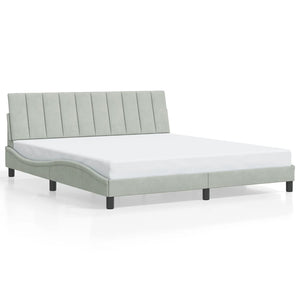 vidaXL LED Bed Frame without Mattress "Hanko" Light Gray 180x200 cm Velvet