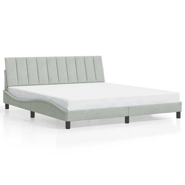 vidaXL LED Bed Frame without Mattress "Hanko" Light Gray 180x200 cm Velvet