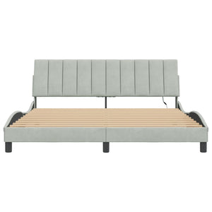 vidaXL LED Bed Frame without Mattress "Hanko" Light Gray 180x200 cm Velvet