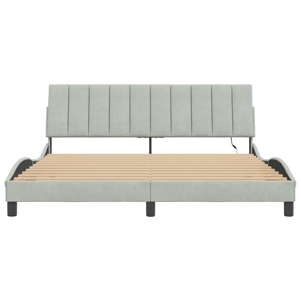 vidaXL LED Bed Frame without Mattress "Hanko" Light Gray 180x200 cm Velvet