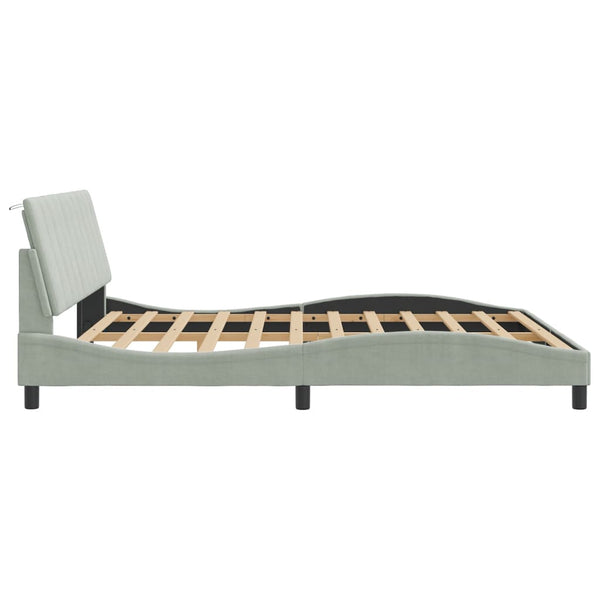 vidaXL LED Bed Frame without Mattress "Hanko" Light Gray 180x200 cm Velvet