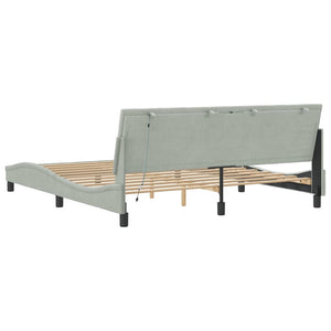 vidaXL LED Bed Frame without Mattress "Hanko" Light Gray 180x200 cm Velvet